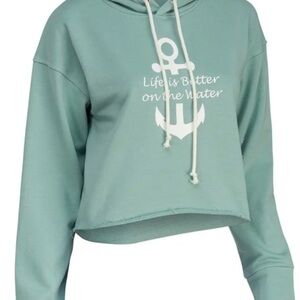Anchor Elise and Zoe Green Anchor Cropped Hoodie
